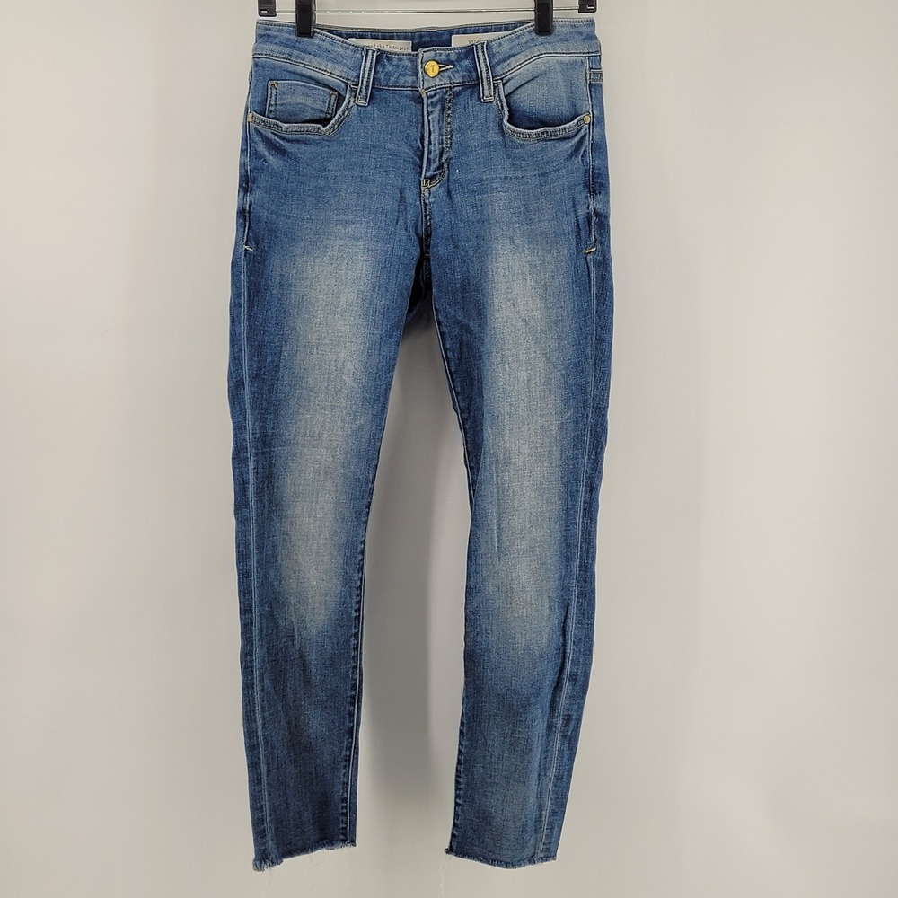 Pilcro and the Letterpress Stet Slim Skinny Jeans Women 27 Blue Raw Hem Denim